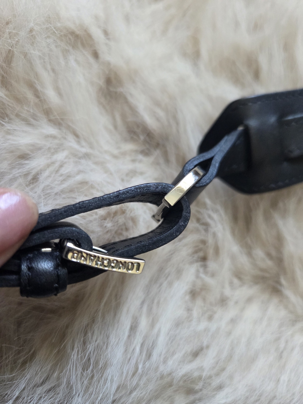 Longchamp Black Leather Shoulder Bag with Buckle Accent - Picture 7 of 10